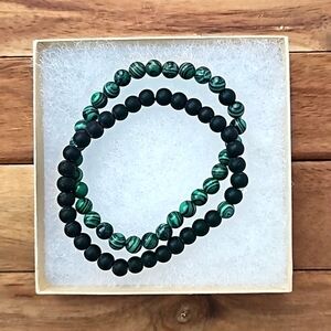 Natural Lava Stone Tiger Eye Beaded Yoga Bracelets, Elasticated